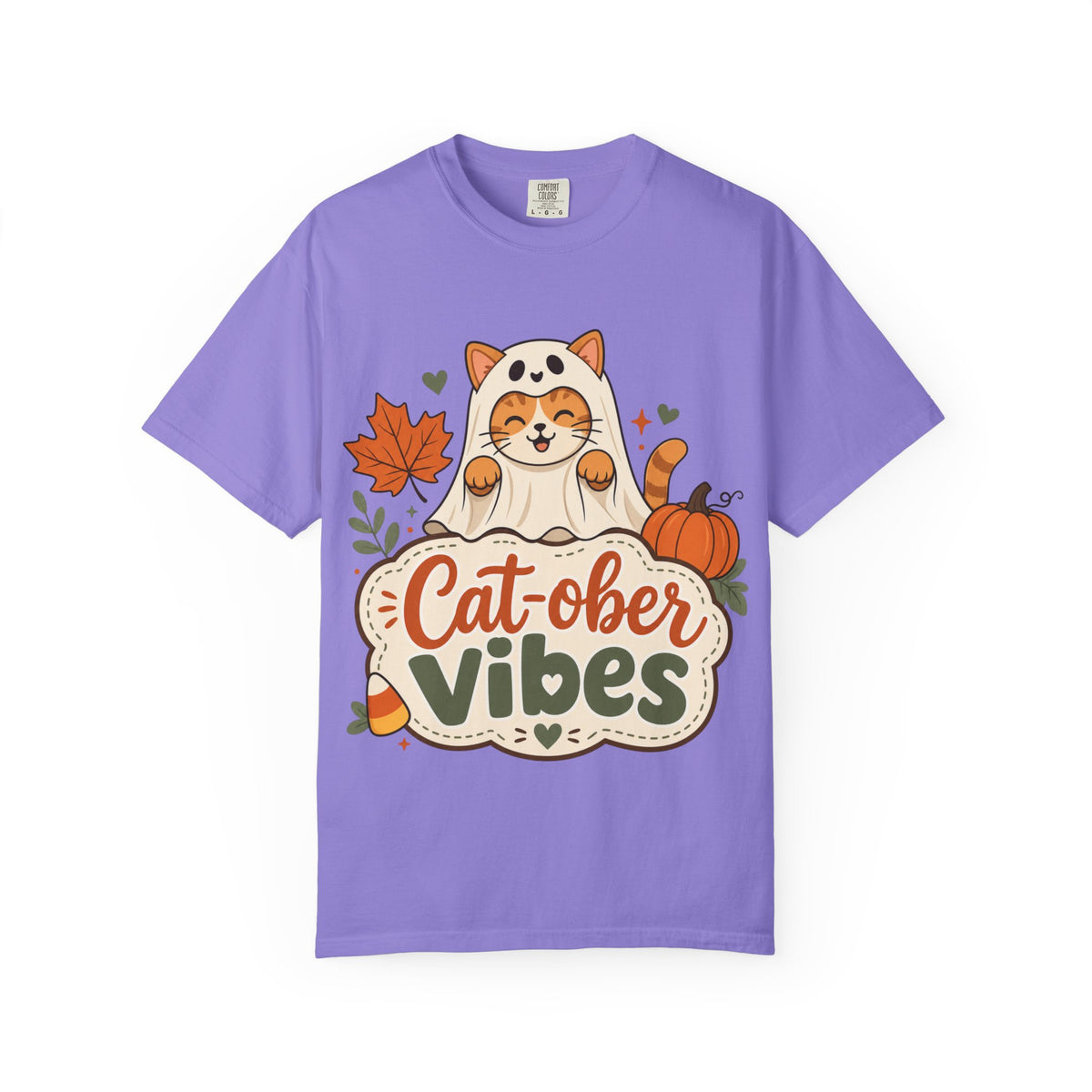Cat-ober Vibes — Cute Autumn Cat Pumpkin Tee Comfort Colors
