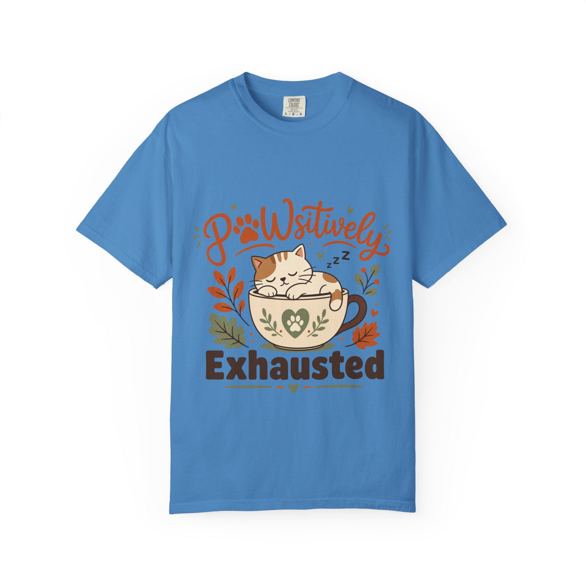 Pawsitively Exhausted - Sleepy Cat Autumn Tee Comfort Colors