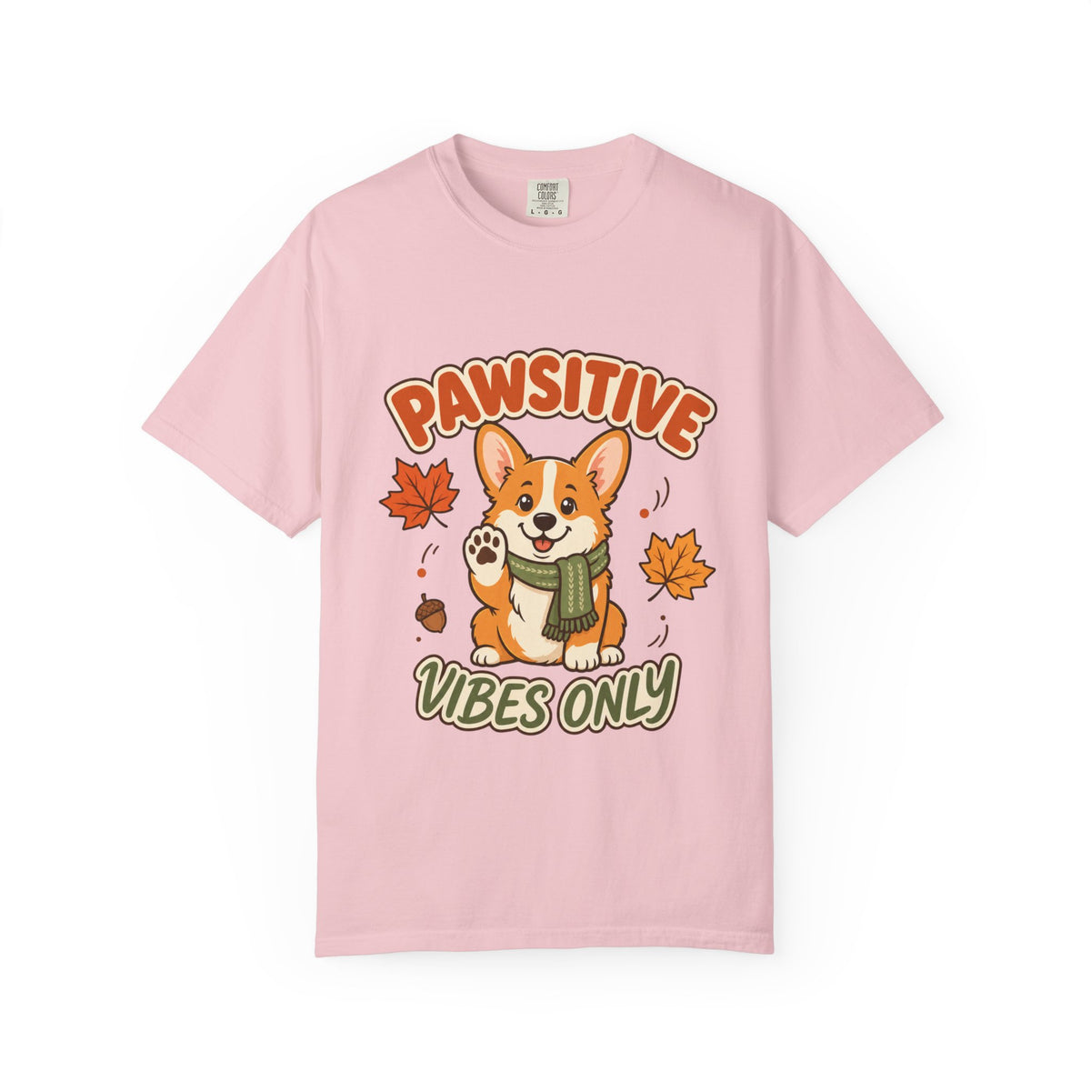 Pawsitive Vibes Only — Cute Corgi Fall Tee Comfort Colors