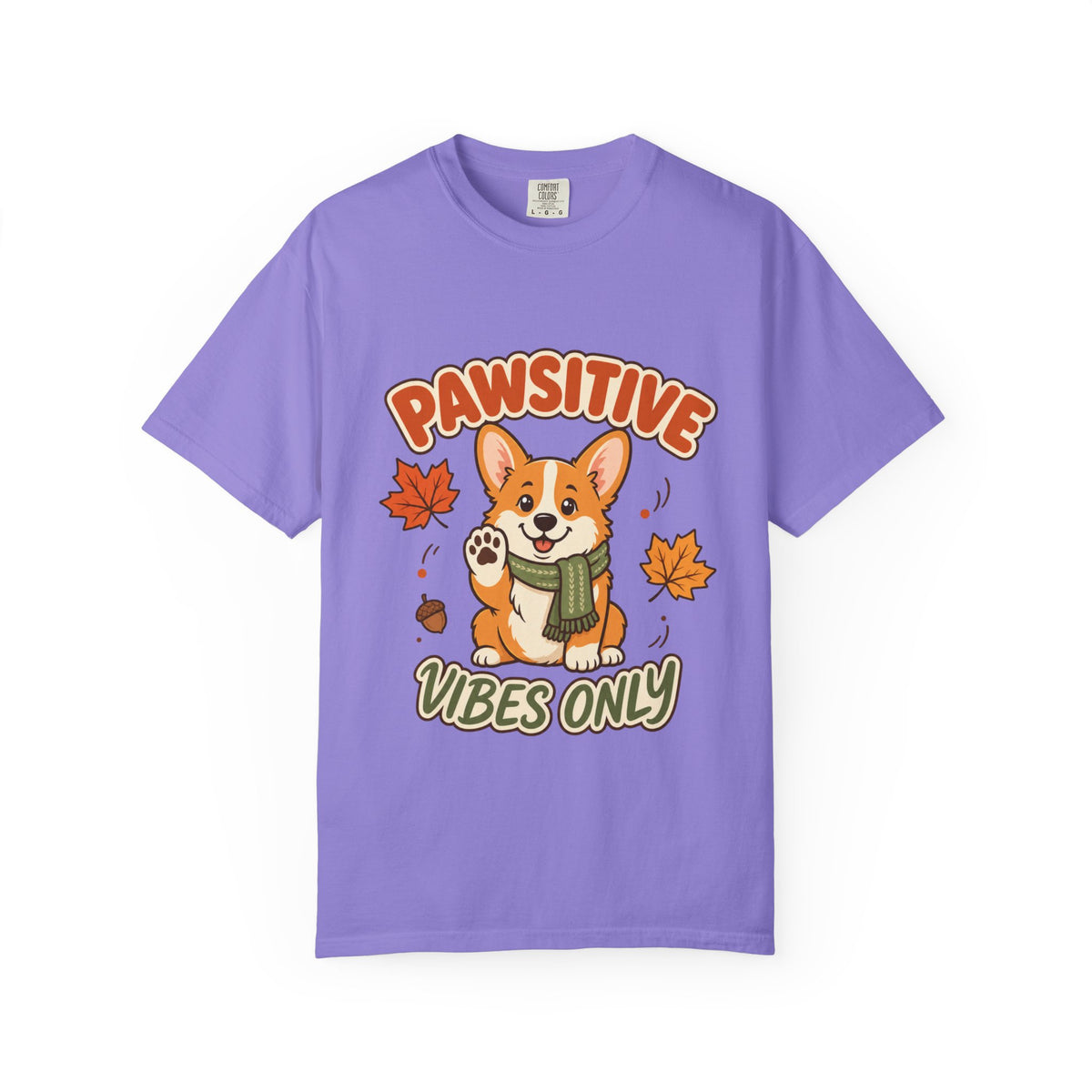 Pawsitive Vibes Only — Cute Corgi Fall Tee Comfort Colors