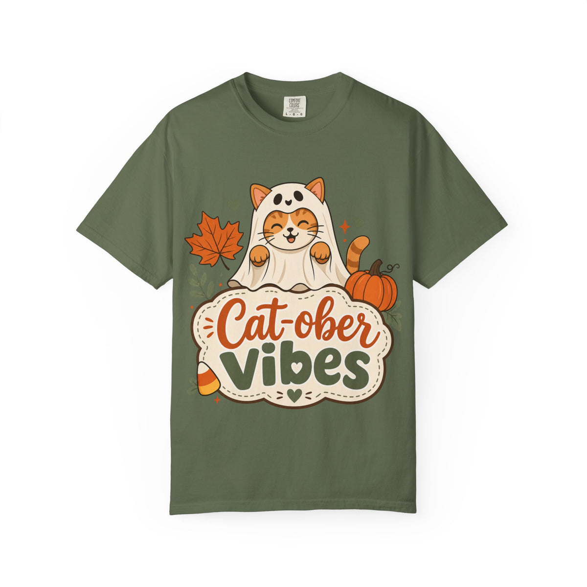 Cat-ober Vibes — Cute Autumn Cat Pumpkin Tee Comfort Colors