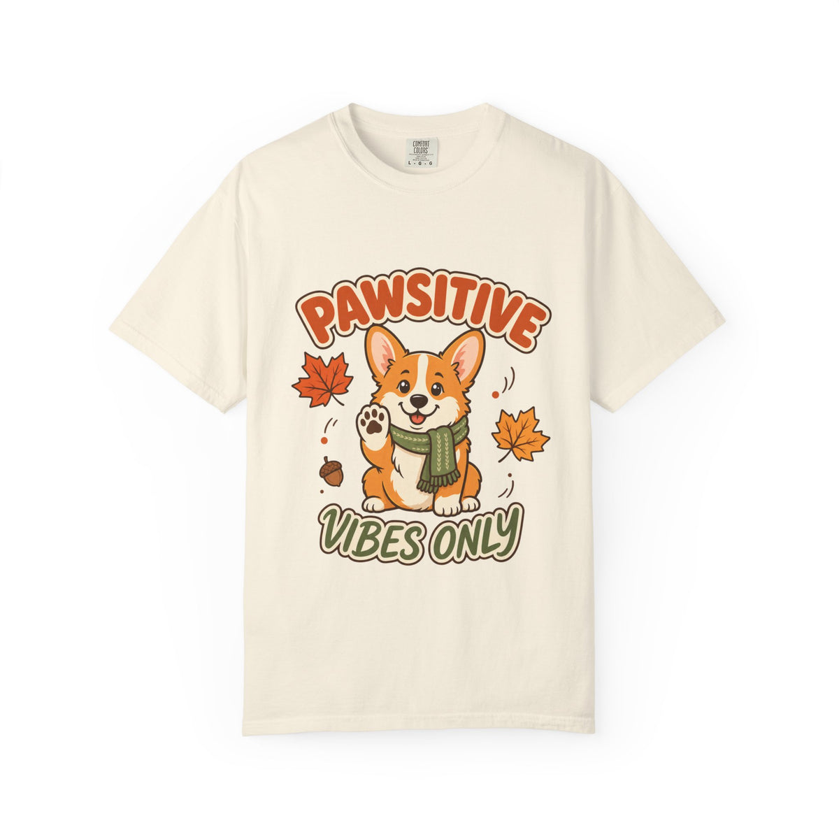 Pawsitive Vibes Only — Cute Corgi Fall Tee Comfort Colors