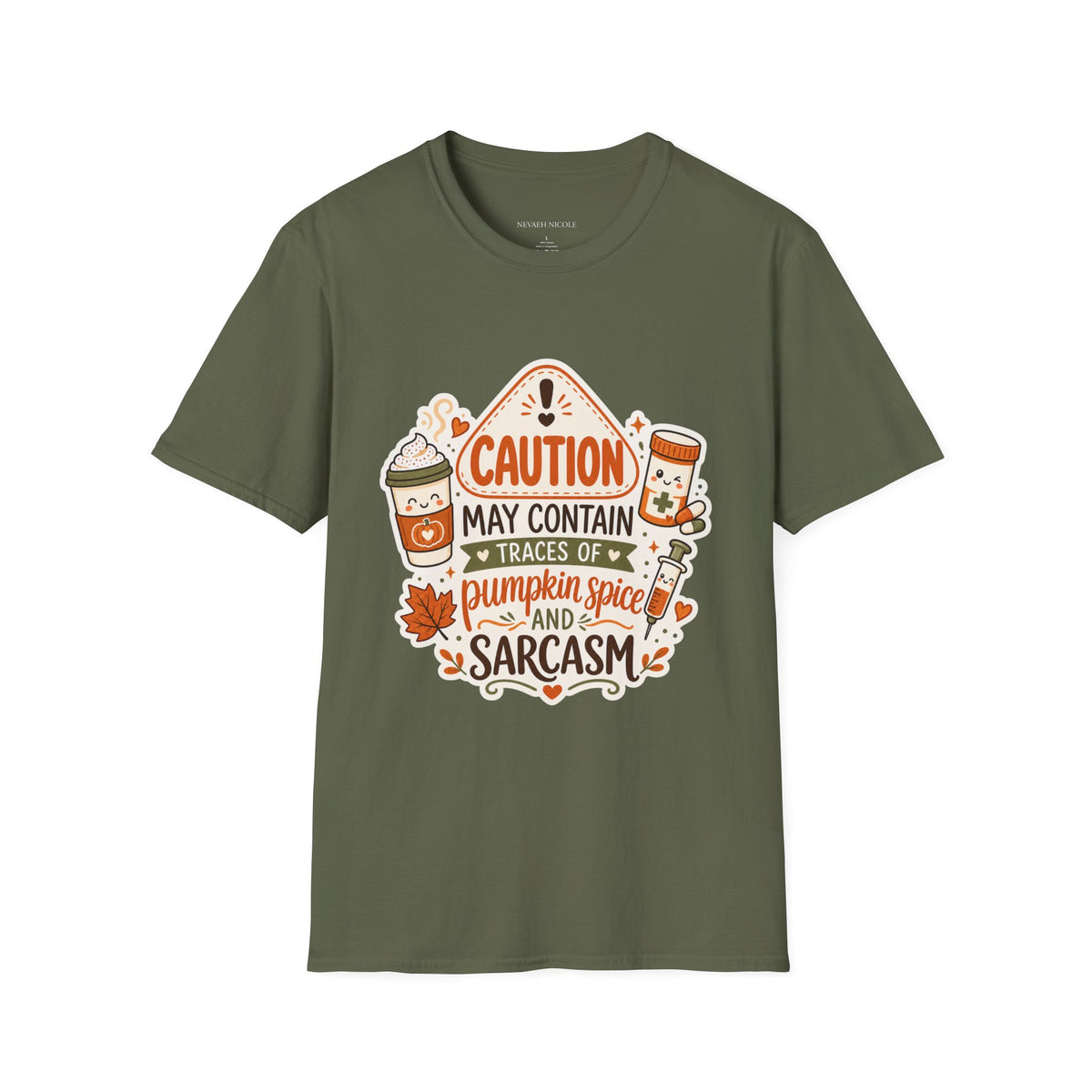 Caution May Contain Traces of Pumpkin Spice and Sarcasm — Autumn Tee Gildan 64000